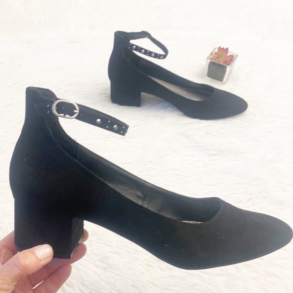 NEW CL by Laundry Black Embellished Heel Mary Jane Strappy shoes women size 9